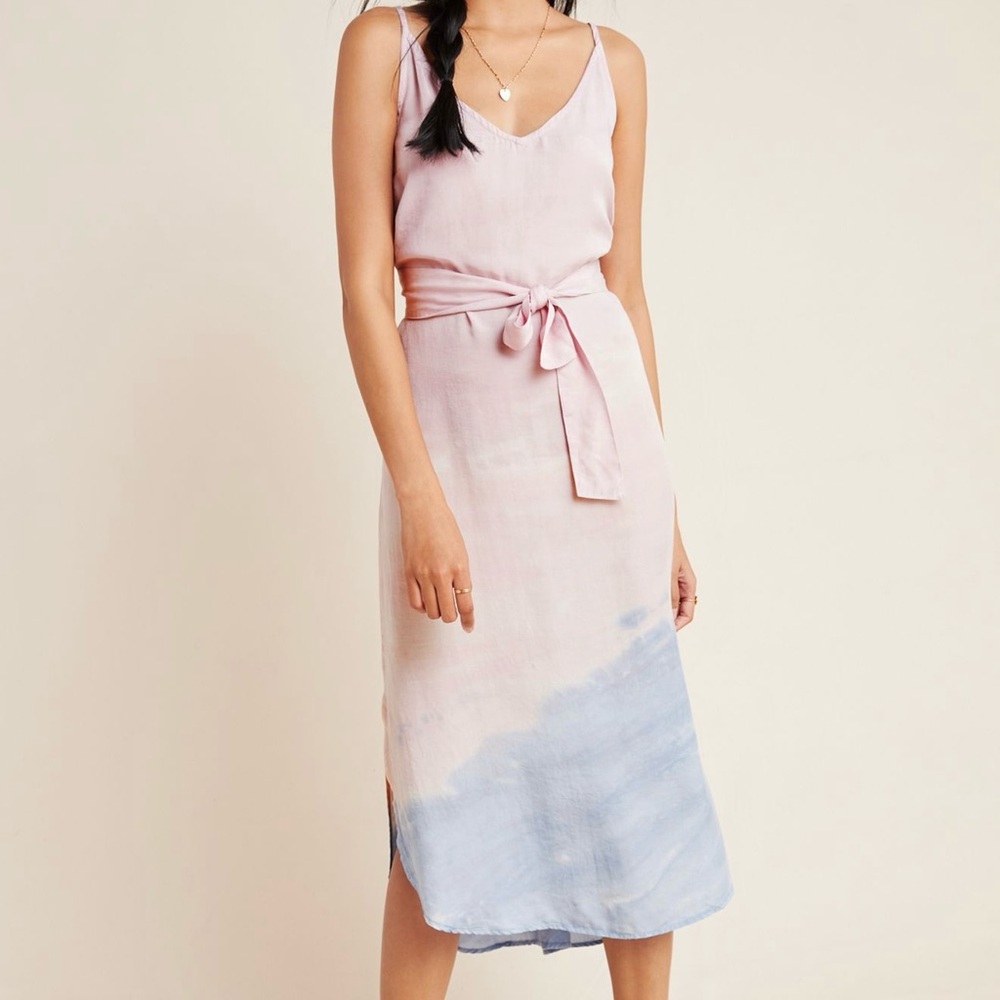 Cloth & Stone Pink and Blue Tie-Dye Midi Dress Anthropologie size Large